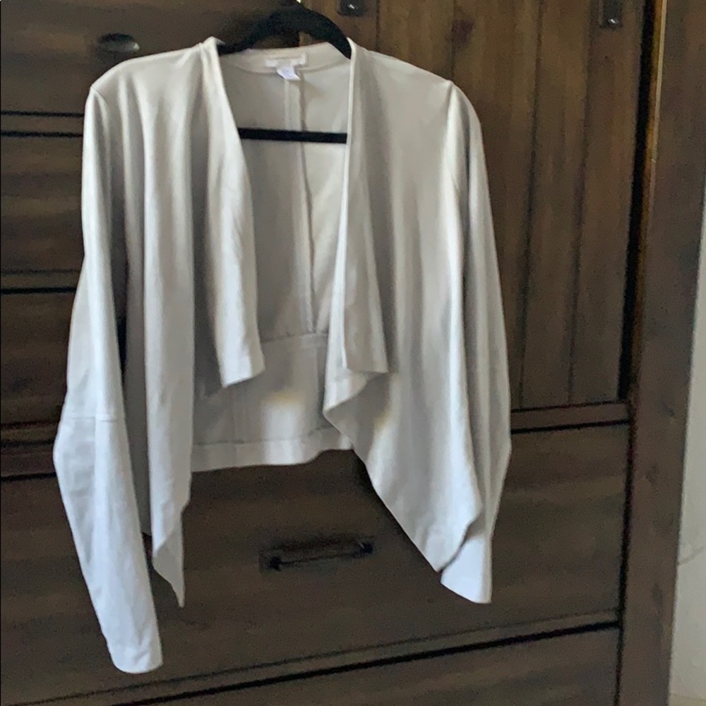 Gray suede open cardigan S